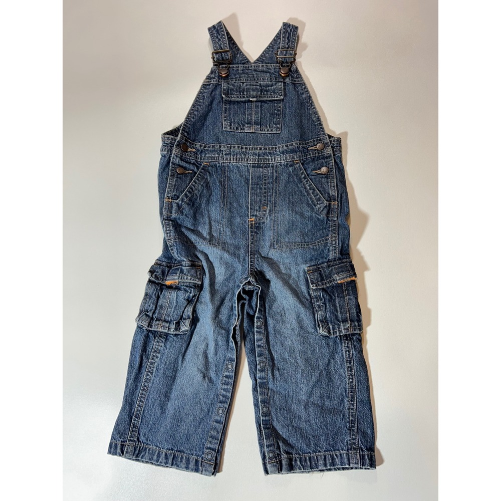 Gymboree Overalls Toddler Boys 2T Blue Denim Excellent Cargo Pockets Snaps